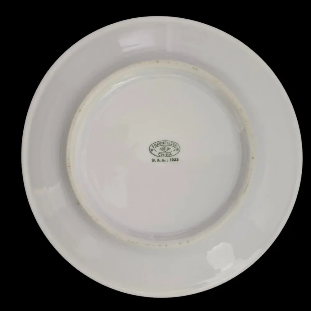 Fraunfelter China Green Band Dessert Plate Restaurant Ware Vintage